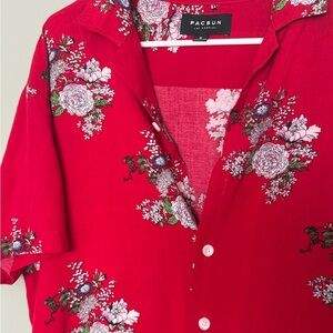 PacSun Bright Red Floral Shirt